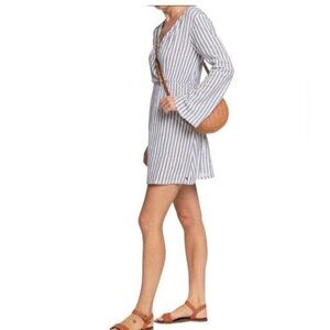 Roxy Blind Dreams Dress stripped S bell sleeves elastic waist vacation beach Y2K